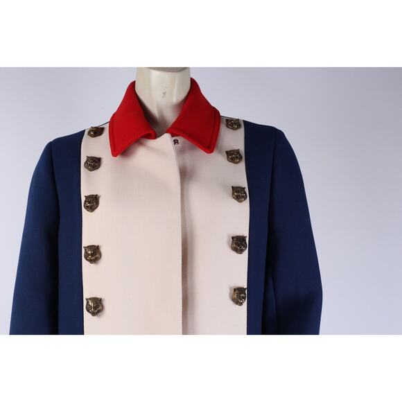 Gucci Tiger Embellished Tricolour White Blue Red Wool Long Statement Coat 44 - Picture 5 of 12
